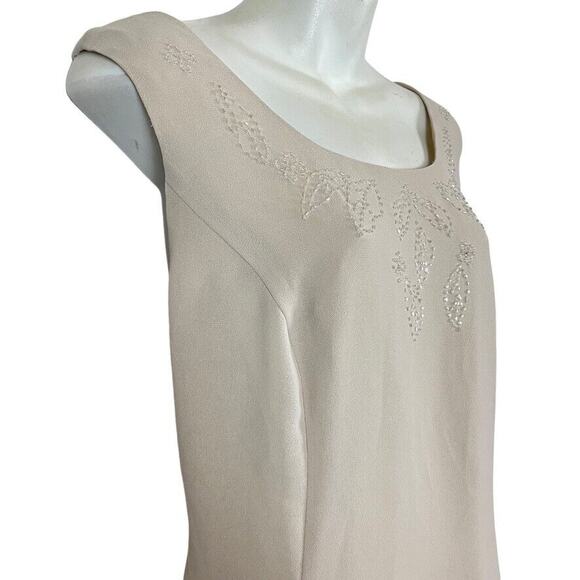 David's Bridal Womens Mother of the Bride Beaded Neutral Taupe Dress sz 16 WP - Picture 4 of 16